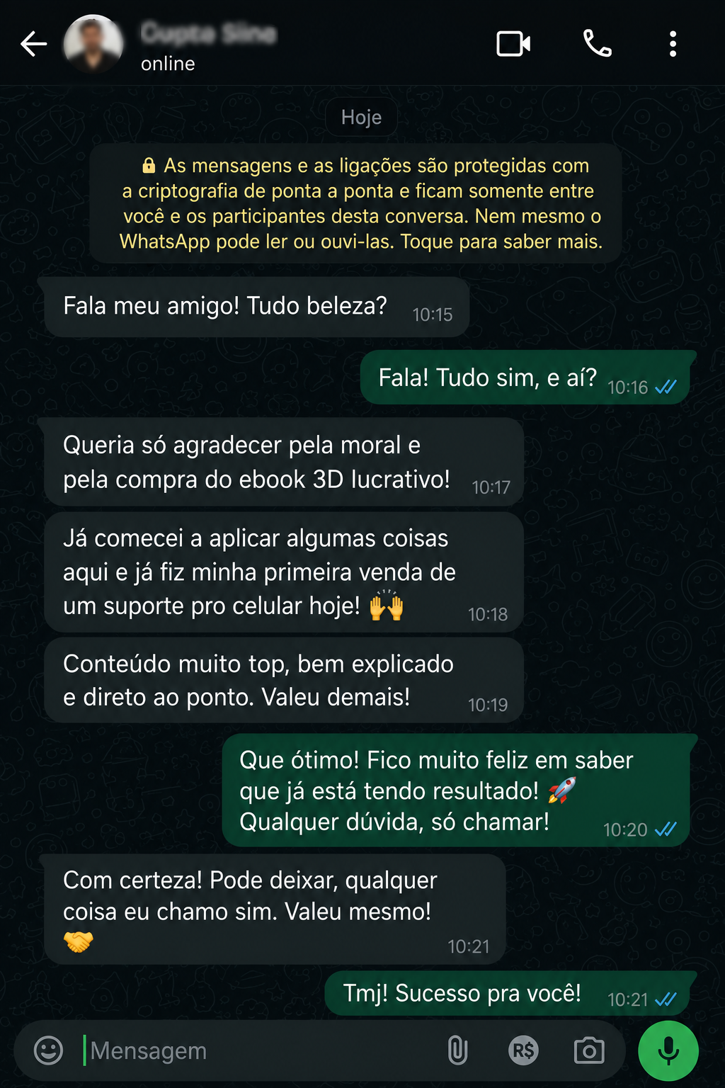 Feedback de aluno no WhatsApp 1